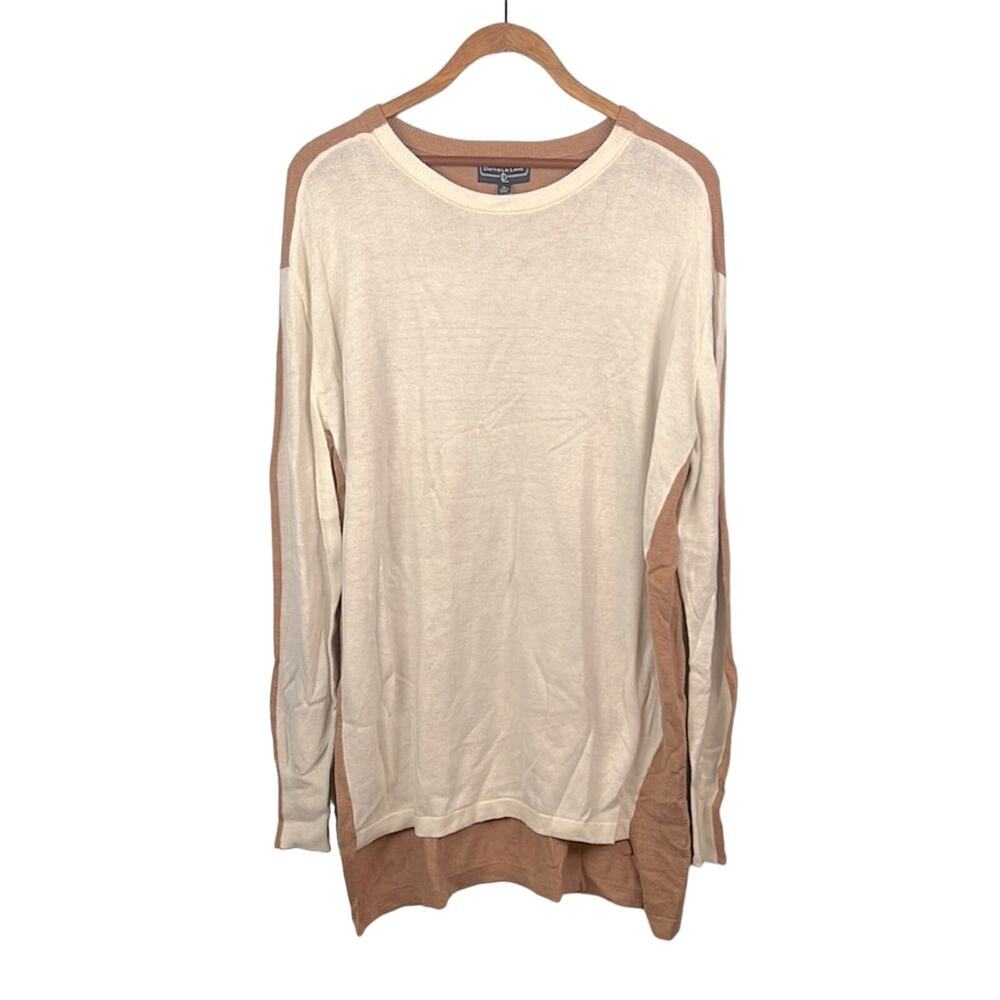 Duffield Lane XL color block longline side slit crewneck sweater